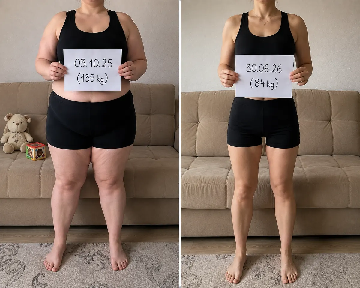 Efekt kuracji: 139 kg → 84 kg