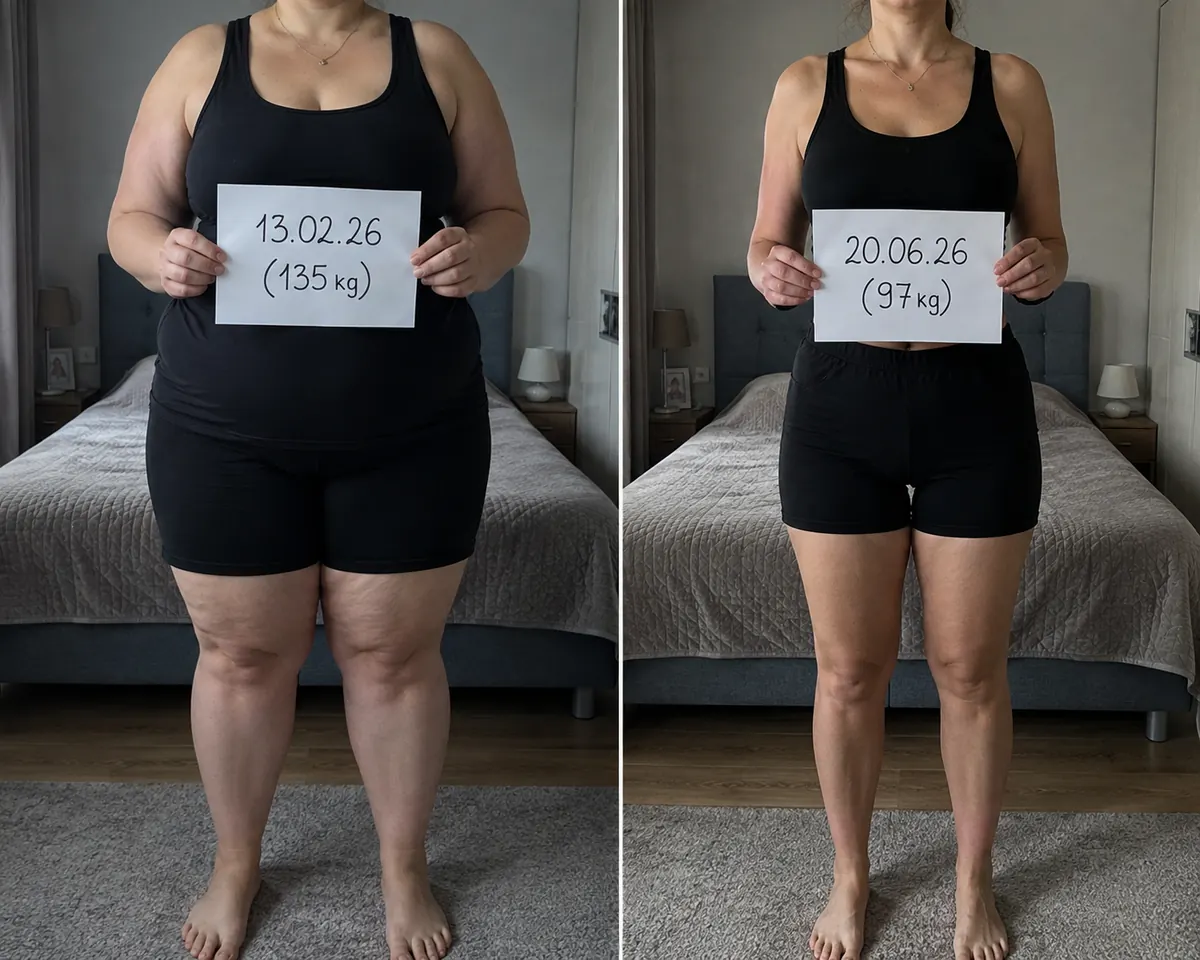 Efekt kuracji: 135 kg → 97 kg