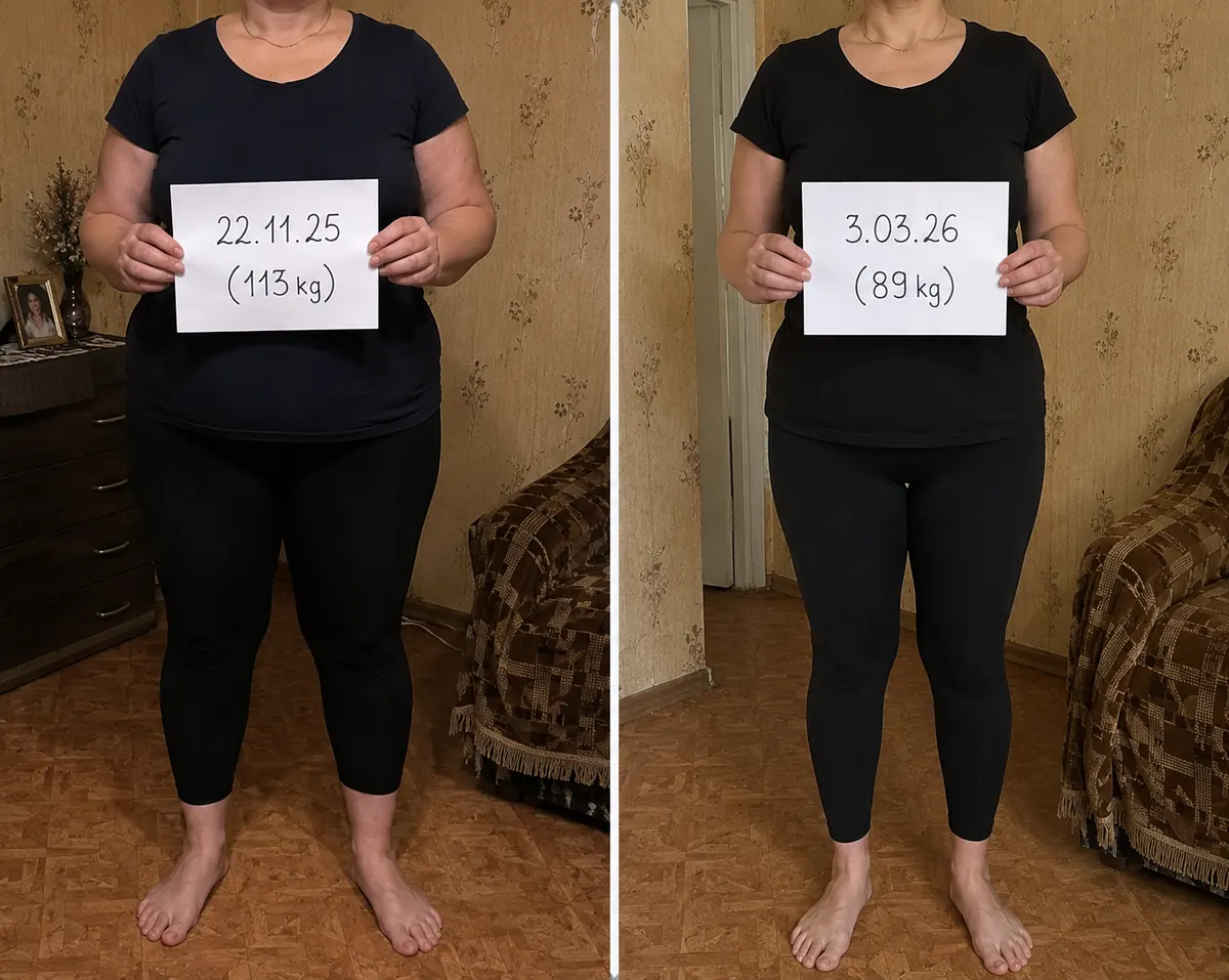 Efekt kuracji: 113 kg → 89 kg
